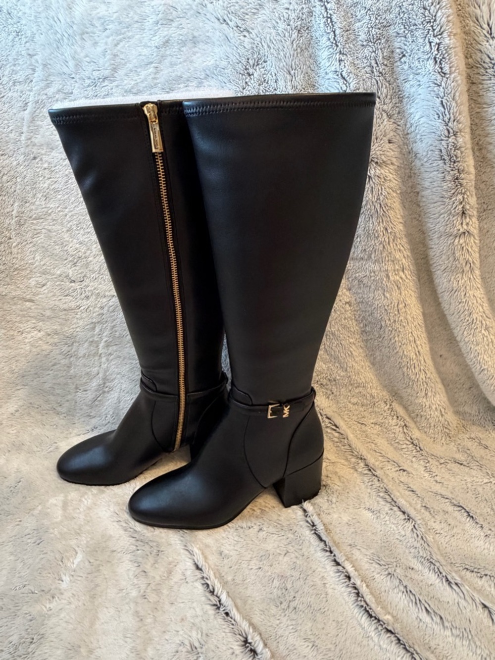 Michael Kors Ella Block Heal Boot Faux Leather/Wide Width.